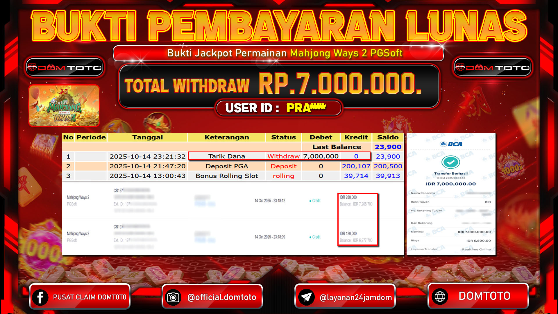 JACKPOT Mahjong Ways 2 PGSoft 14 OKTOBER 2025